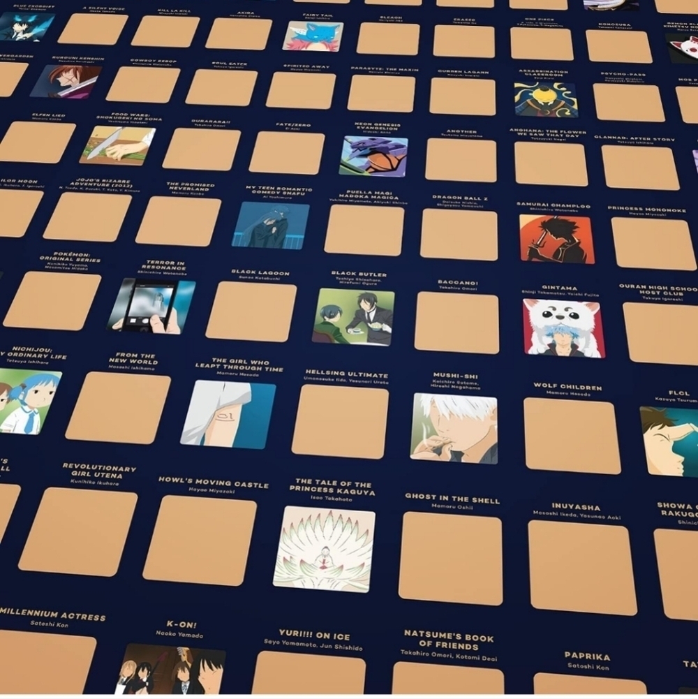 Top 100 Anime Scratch-Off Poster - Enno Vatti Top Animes of All Time- Wall Art - Picture 3 of 6